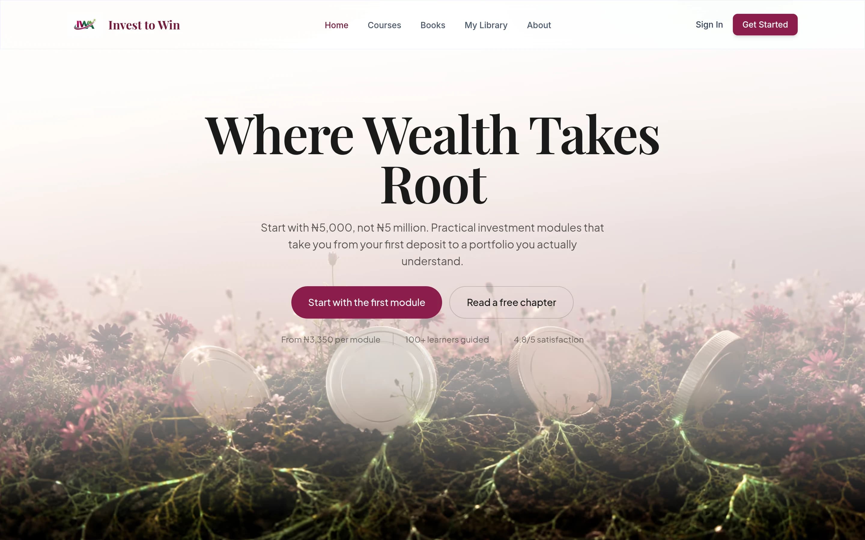 Invest To Win Academy website screenshot