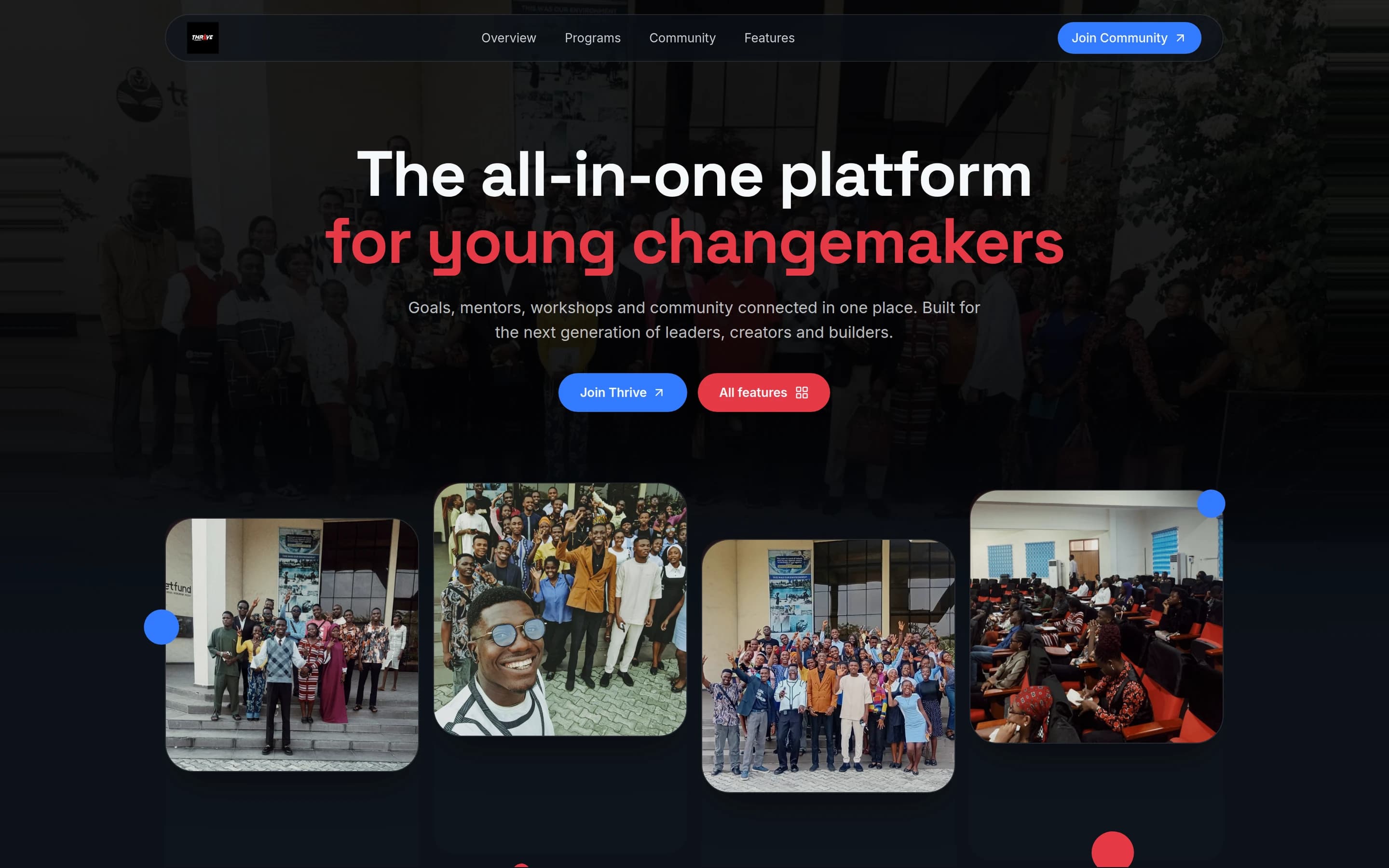 Thrive website screenshot